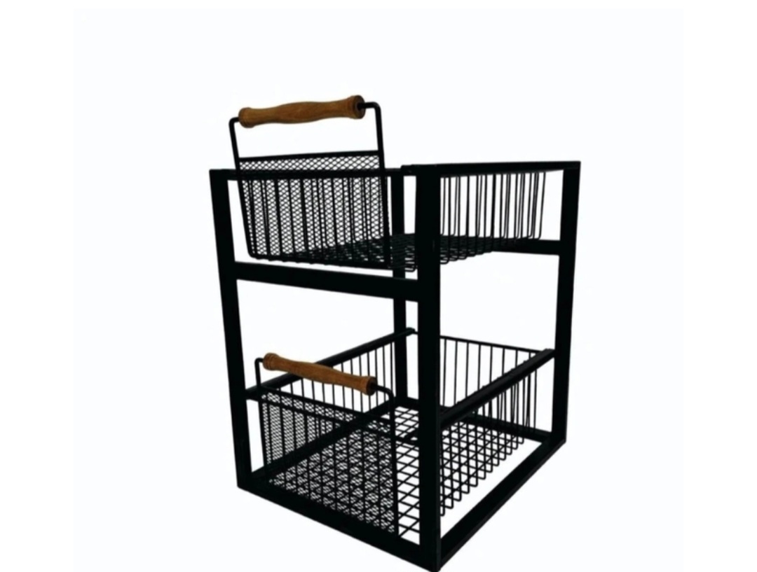 نظم دهنده کشویی کابینت  مدل دو طبقه دسته چوبی